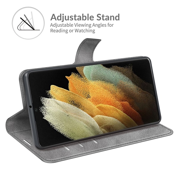 Samsung Galaxy S22 Ultra Fodral Solid Läder Grå