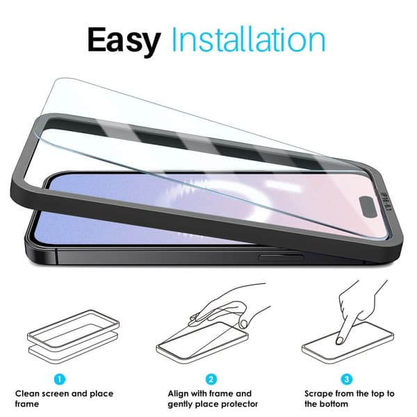 NORTHJO iPhone 16 Skärmskydd Härdat Glas 2-PACK inkl. Ram
