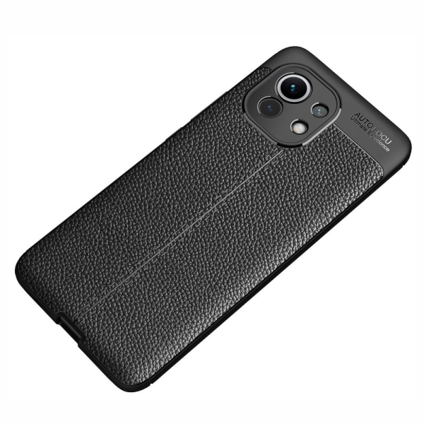 Xiaomi Mi 11 - Litchi Textur Skal - Svart Black Svart