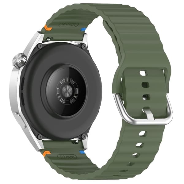 Klockarmband 20 mm Silikon Wave Design Militär Grön