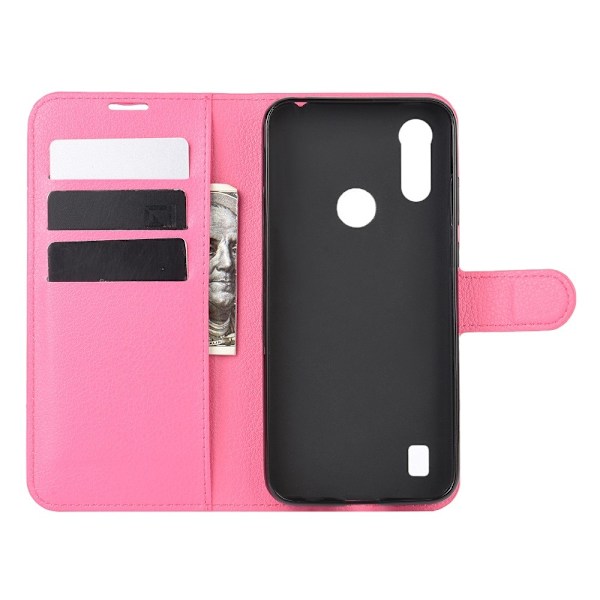 Motorola Moto E6s (2020) - Litchi Plånboksfodral - Rosa Pink Rosa