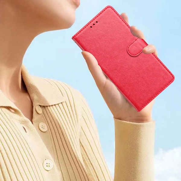 Xiaomi Redmi Note 14 5G Plånboksfodral Läder Röd/Rosa