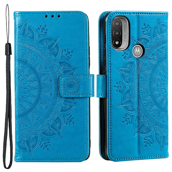Motorola Moto E20 / E40 Fodral Mandala Läder Blå
