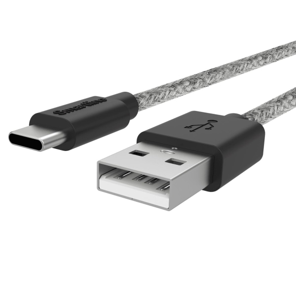 Smartline 2m 3A USB-C Fuzzy Laddningskabel Grå