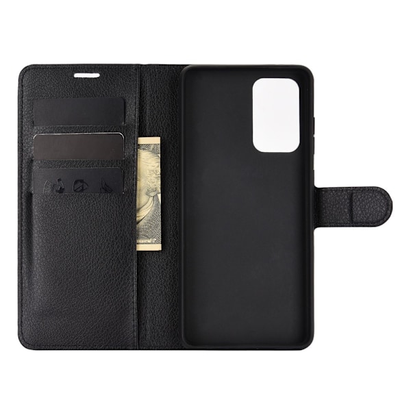 Samsung Galaxy A72 - Litchi Läder Fodral - Svart Black Svart