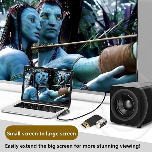 Högervinklad 8K 60Hz HDMI Hane - HDMI 2.1 Hona Svart