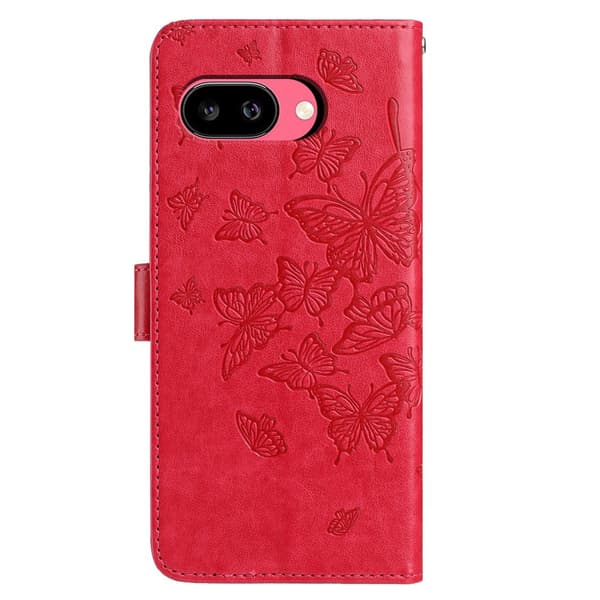 Google Pixel 10a Fodral Med Fjäril Tryck Röd