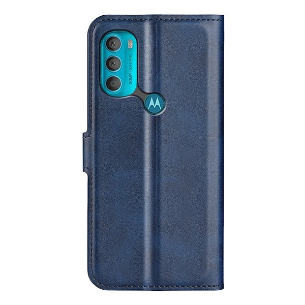 Motorola Moto G71 Fodral Solid Läder Blå