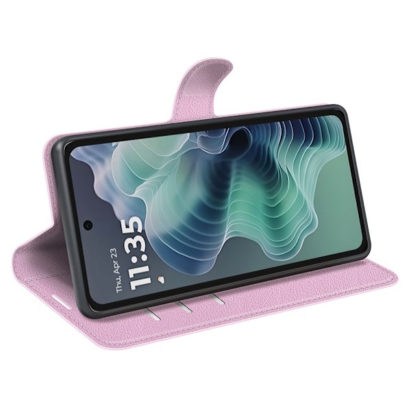 Motorola Moto G35 5G Fodral Litchi Läder Ljus Rosa