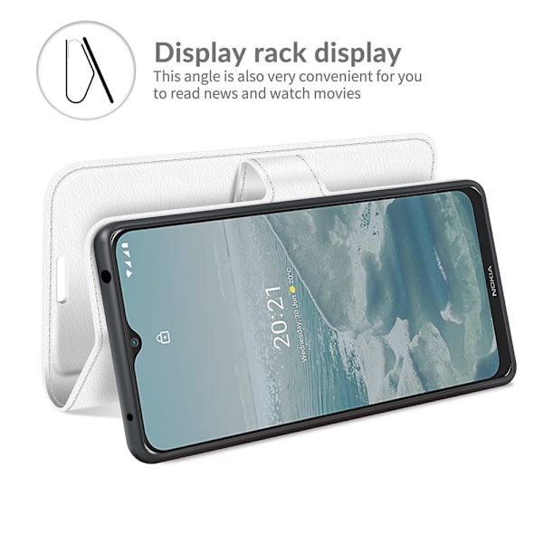 Nokia G10 / G20 Fodral Litchi Läder Vit