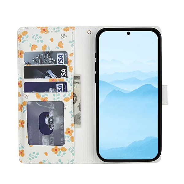 Honor 400 Lite Fodral Rhombus Läder Blommor Vit