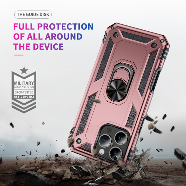 iPhone 16 Pro Max Skal Shockproof Hybrid Ring Roséguld