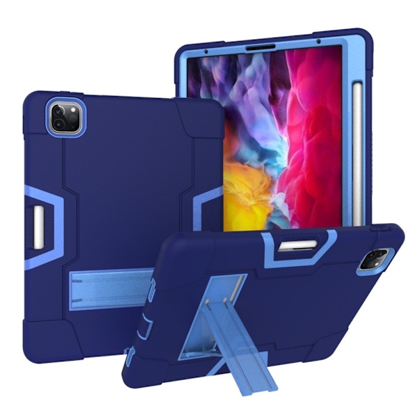 iPad Pro 12.9 (2020/2021) - Shockproof Skal Med Kickstand - Mörk Blå/Blå Mörk Blå/Blå