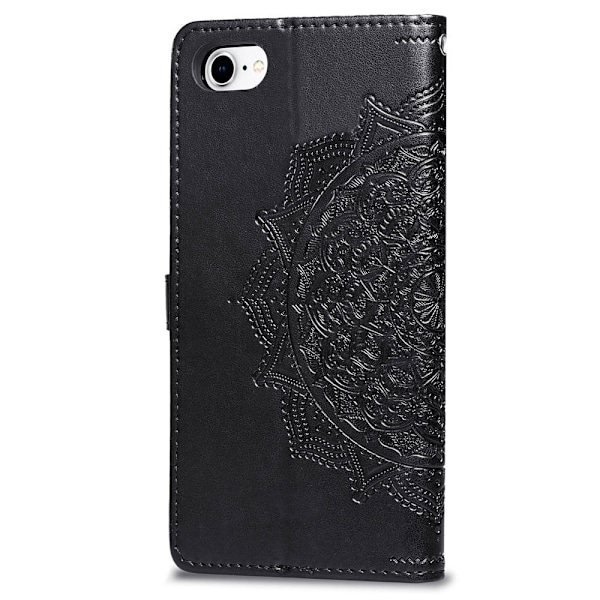 iPhone 7/8/SE (2020/2022) - Mandala Läder Fodral - Svart Black Svart