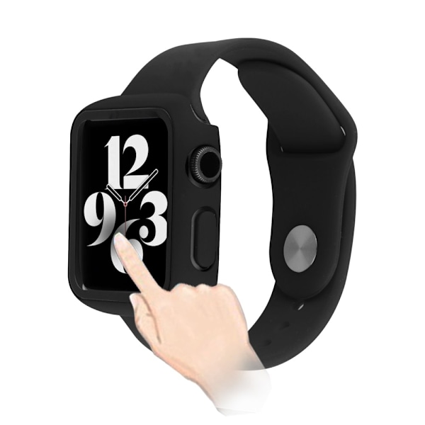 Silikon Armband + Skärmskydd Härdat Glas Apple Watch 41 mm Svart