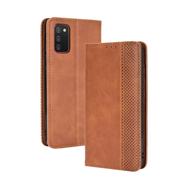 Samsung Galaxy A02s - Retro Läder Flip Fodral - Brun Brown Brun