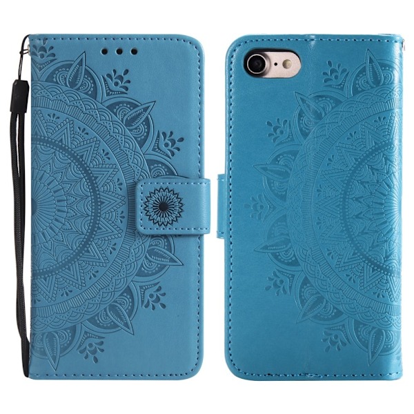 iPhone 16e Fodral Mandala Läder Blå