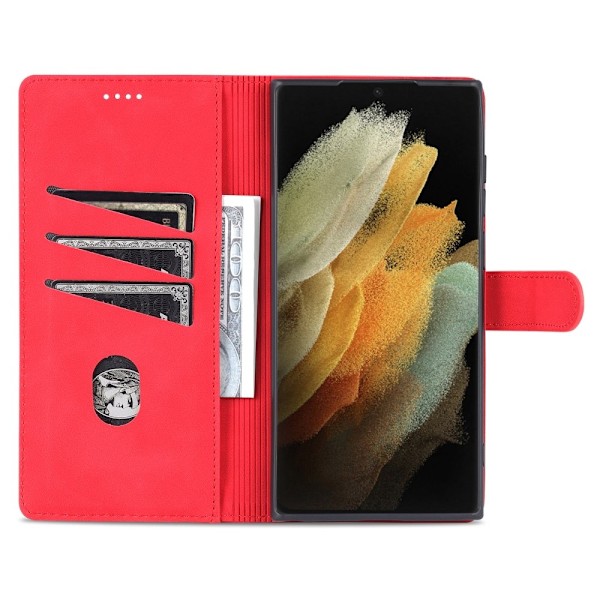 AZNS Samsung Galaxy S22 Ultra Fodral Läder Röd