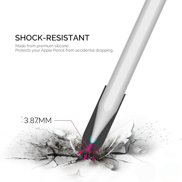 AHASTYLE 3-PACK Apple Pencil 1/2/Pro Spetsöverdrag Silikon Svart