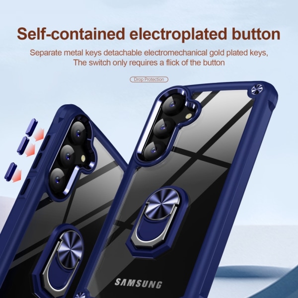 Samsung Galaxy S24 Plus Skal Shockproof Ring Hybrid Blå