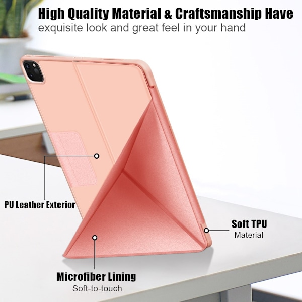 iPad Air 2025-2020 / Pro 11 Fodral Läder Origami Roséguld Roséguld
