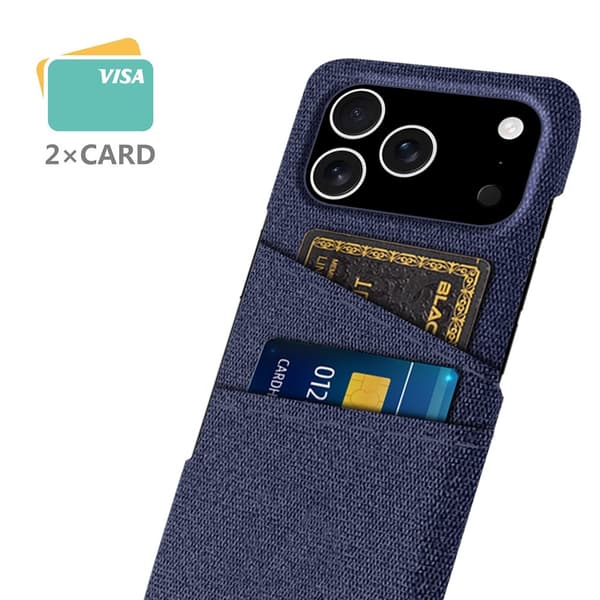 iPhone 17 Pro Skal Med Kortfack Tygbelagt Blå