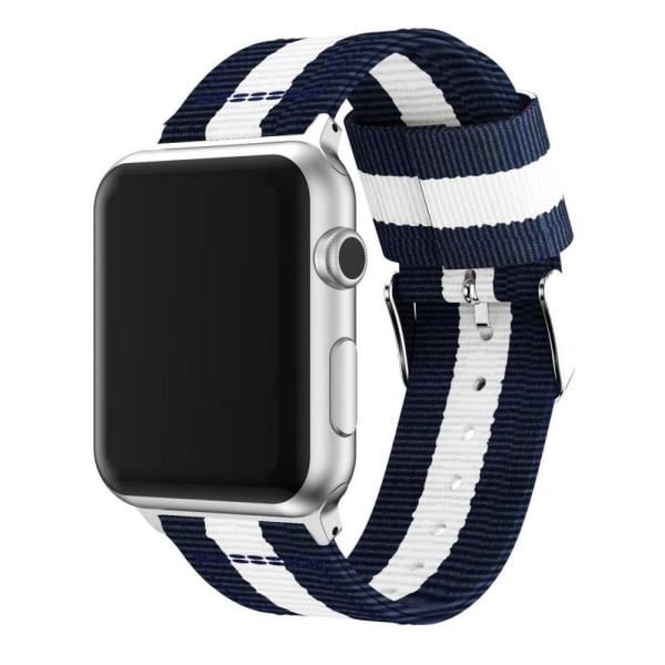 Nylon Armband Med Vertikal Design Apple Watch 42/44/45/49 mm Blå Blå/Vit Blå/Vit