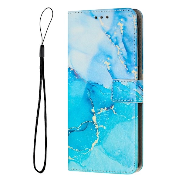 iPhone 15 Pro Fodral Marmor Läder Blå/Grön