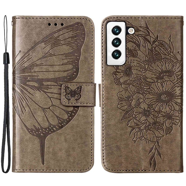 Samsung Galaxy S23 Fodral Fjäril Tryck Grå