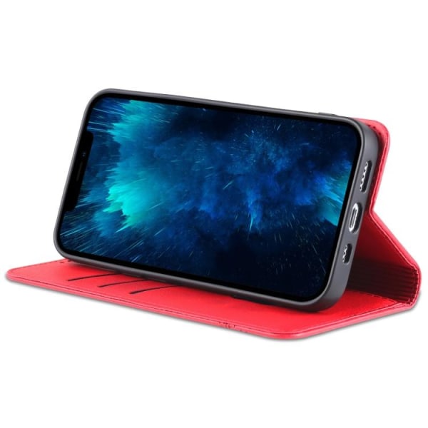 AZNS iPhone 14 Pro Fodral Flip Läder Röd