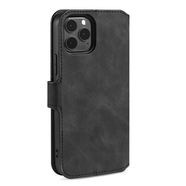 DG.MING iPhone 13 Pro Max Fodral Retro Läder Svart Svart