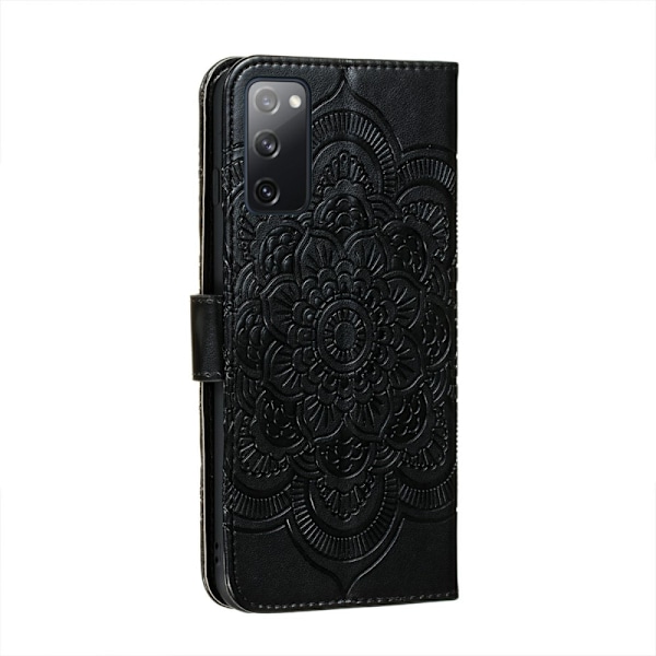 Samsung Galaxy S20 FE - Mandala Läder Fodral - Svart Black Svart
