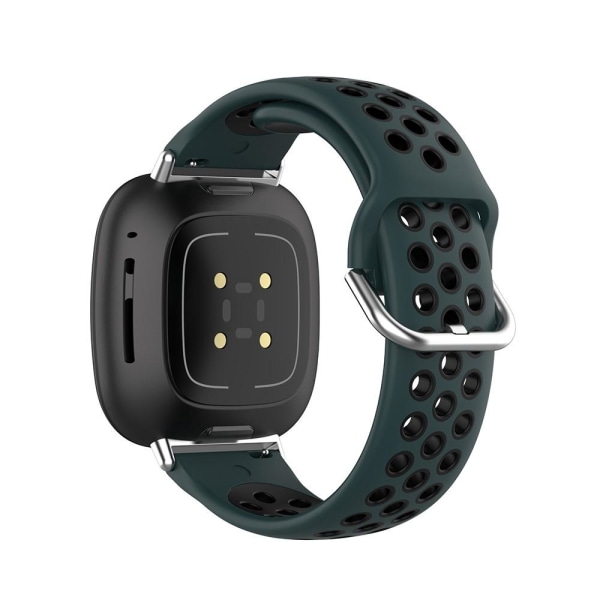 Silikon Träningsarmband Armband Versa 3/Fitbit Sense - Grön/Svar Grön/Svart Grön/Svart