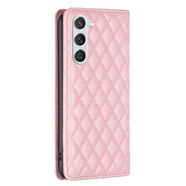 BINFEN Galaxy S24 Fodral Diamond Flip Läder Rosa