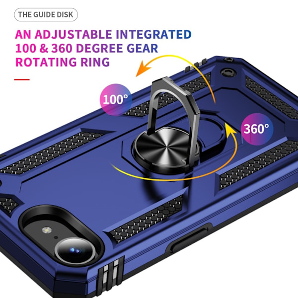 iPhone 16e Skal Shockproof Hybrid Ring Blå
