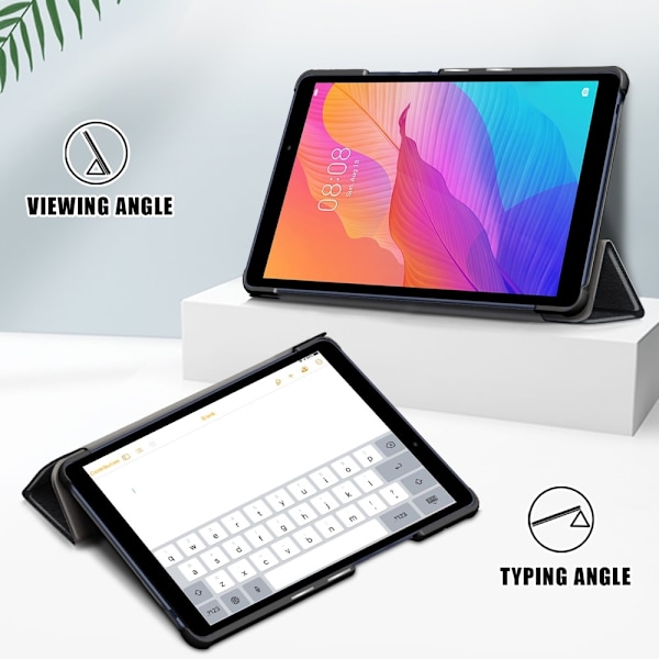 Huawei MatePad T8 - Tri-Fold Fodral - Svart Black Svart