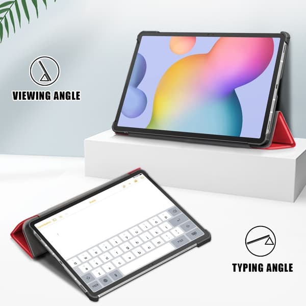 Galaxy Tab S7 FE/S7 Plus/S8 Plus Tri-Fold Läder Fodral Röd Röd