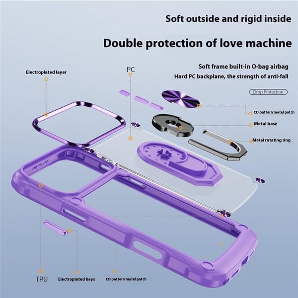 iPhone 18 Pro/17 Pro Skal Shockproof Ring Hybrid Svart