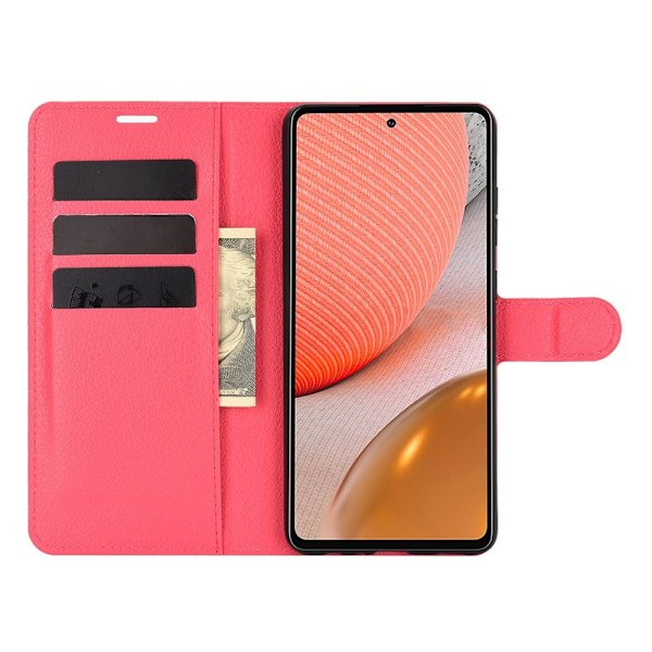 Samsung Galaxy A72 - Litchi Läder Fodral - Röd Red Röd