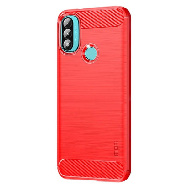 MOFI Motorola Moto E20 / E40 Skal Borstad Stål Textur Röd