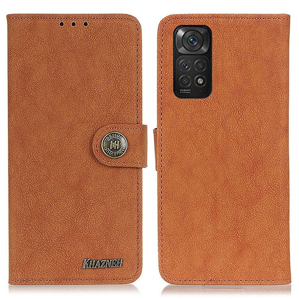 KHAZNEH Xiaomi Redmi Note 11 4G Fodral Split Läder Brun