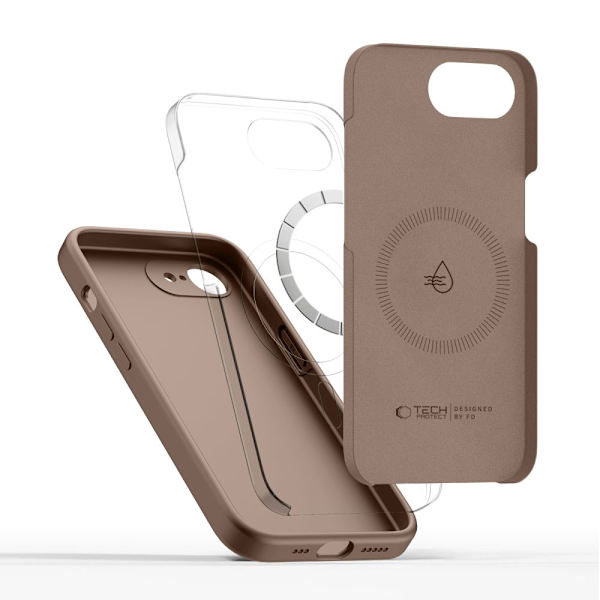 Tech-Protect iPhone 17e/16e Skal MagSafe Silicone Chocolate Brown