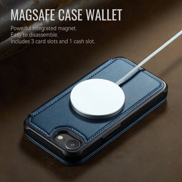 CASEME iPhone 16e/17e Skal RFID Plånbok Blå