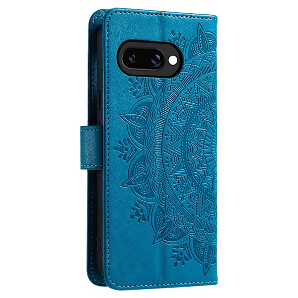 Google Pixel 9a Fodral Mandala Läder Blå