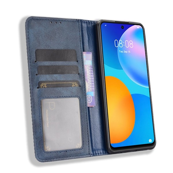 Huawei P Smart (2021) - Retro Flip Fodral - Blå Blue Blå