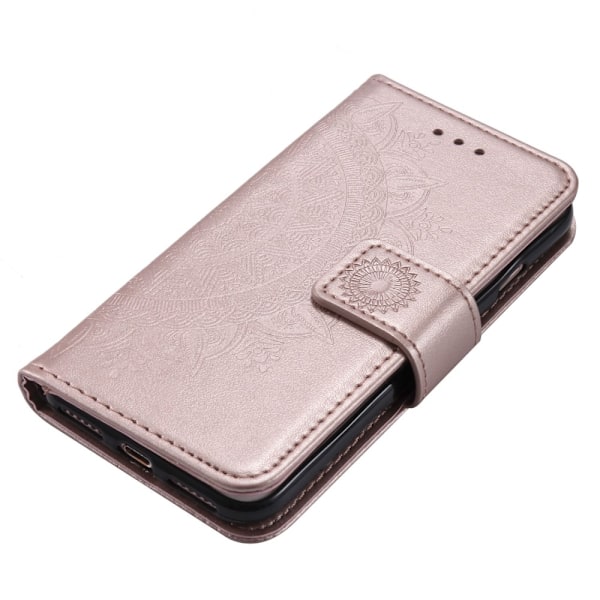 iPhone 16e Fodral Mandala Läder Roséguld