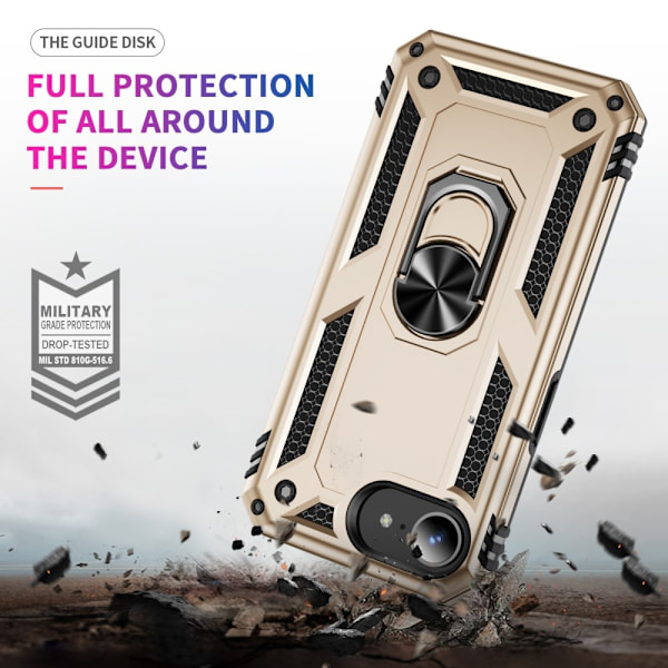iPhone 16e Skal Shockproof Hybrid Ring Guld