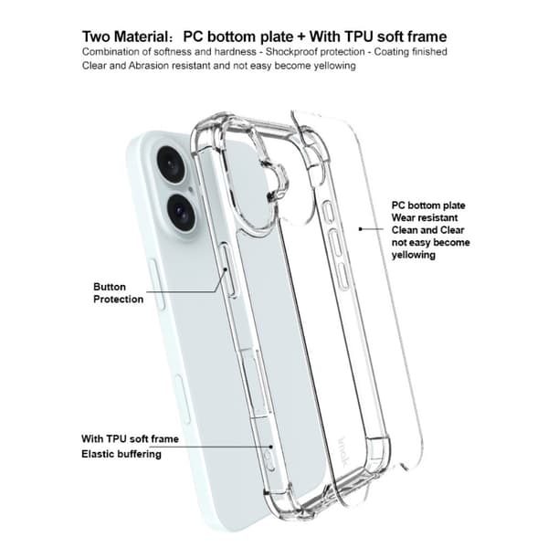 IMAK iPhone 16 Skal TPU Transparent