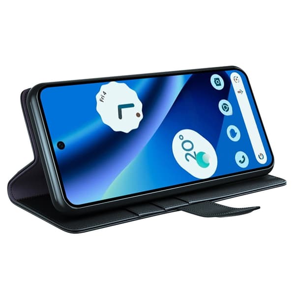 Google Pixel 10a Fodral Premium Äkta Läder Svart