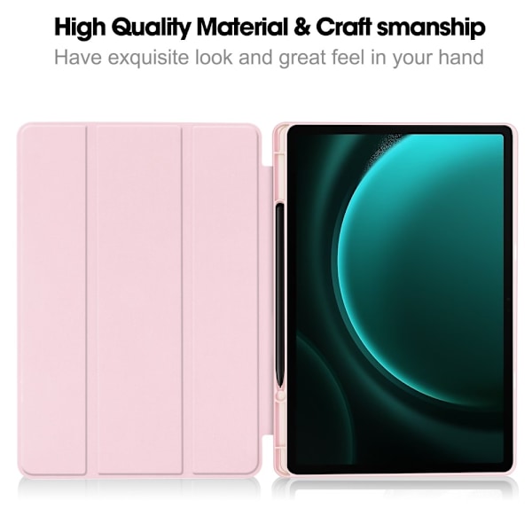 Galaxy Tab S9 FE Plus Fodral Tri-Fold Pennhållare Rosa